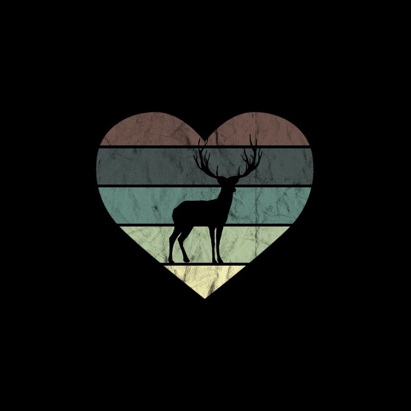 Ich liebe Hirsche Retro Herz