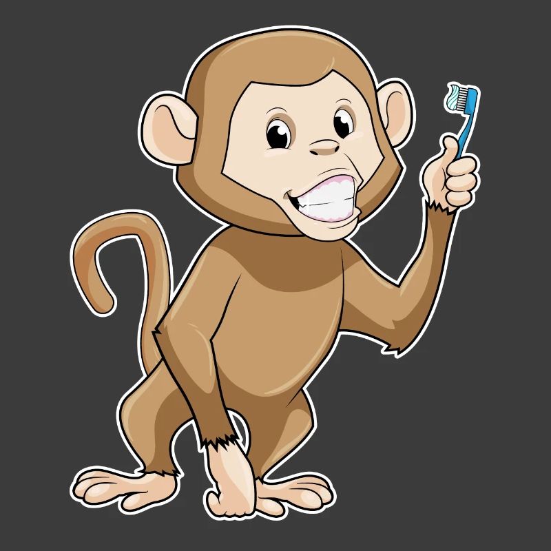 Singe avec brosse à dents