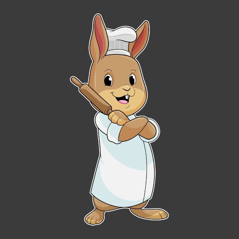 Rabbit as a baker with rolling pin
