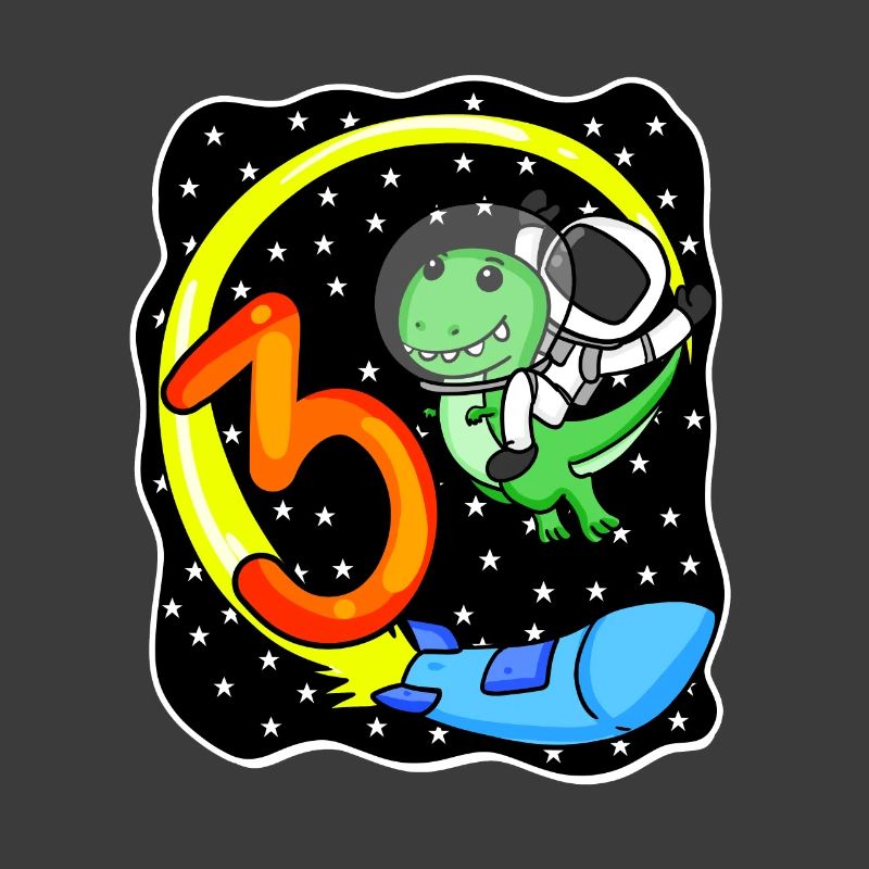 Young 3 years old dinosaur astronaut