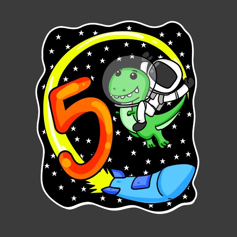 Young 5 years old dinosaur astronaut