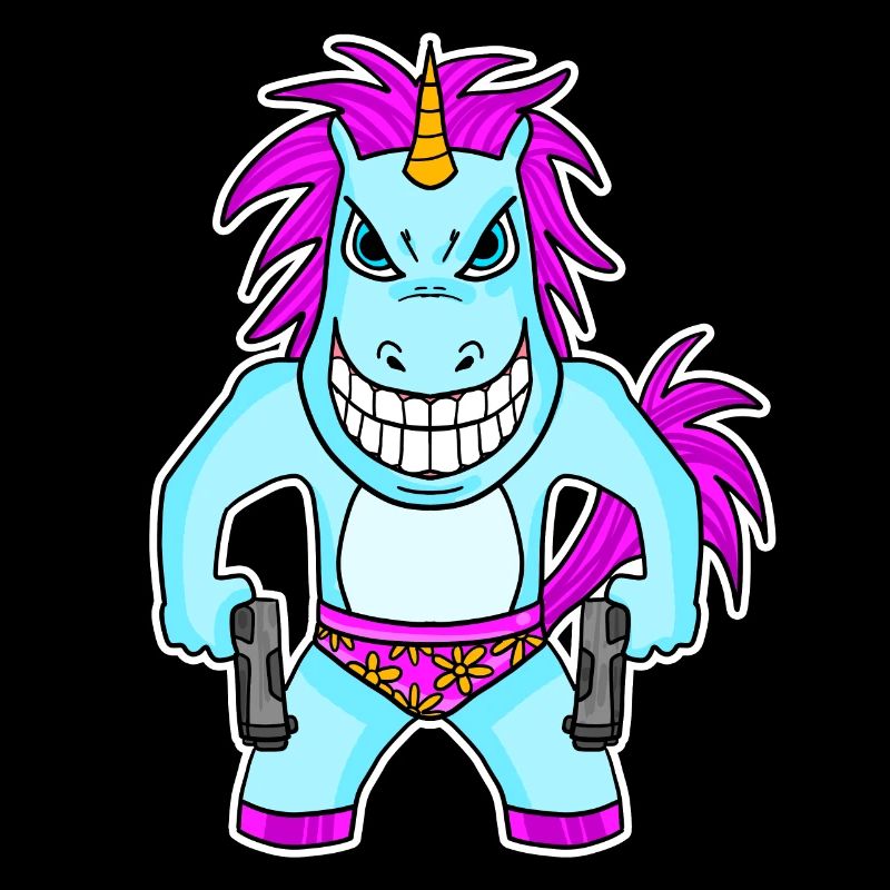 Einhorn mit Pistole