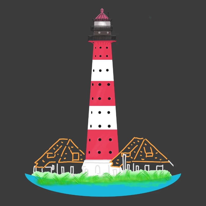 Lighthouse Westerheversand, without text, North Sea