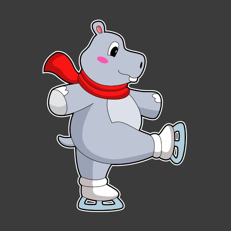 Nilpferd Eislaufen Schlittschuhe