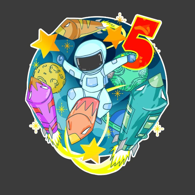 5th birthday 5 years young astronaut space