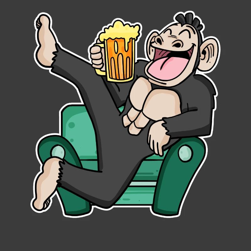 Drôle de singe boit de la bière