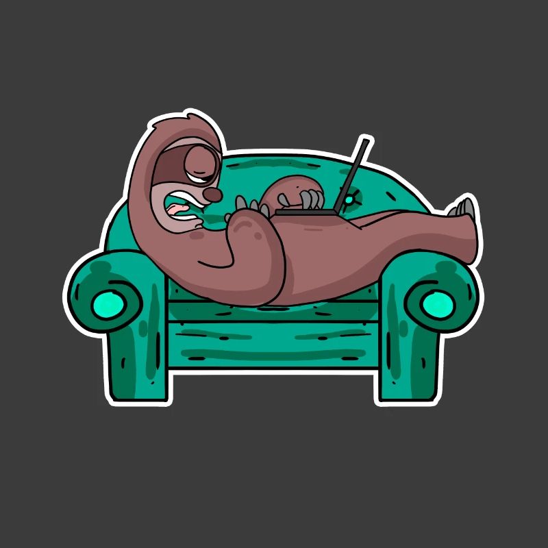 Faultier auf Sofa Laptop Mitarbeiter