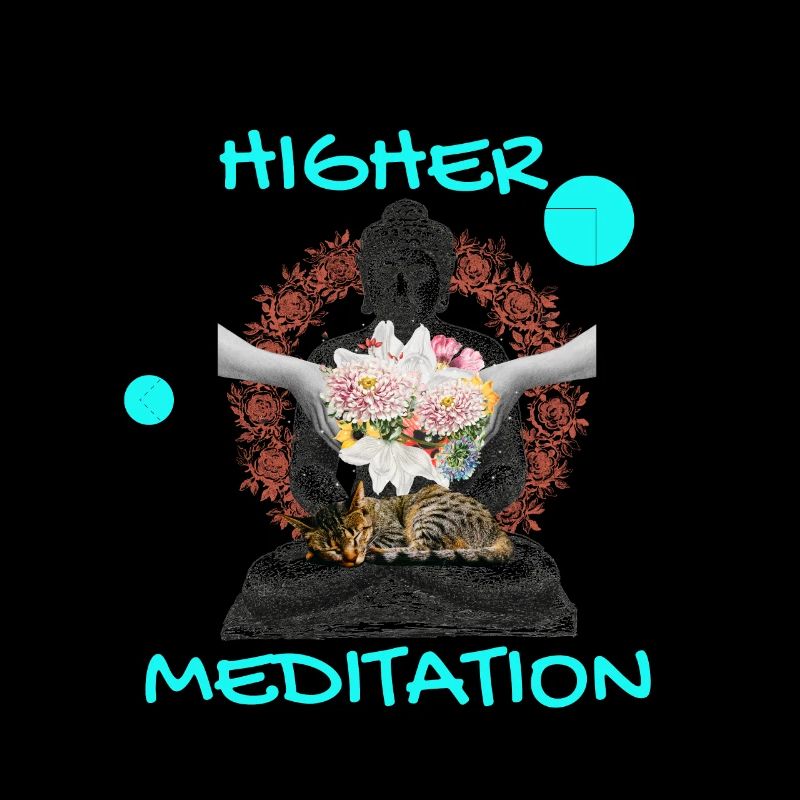 Höheres Meditation-Buddha mit Blumen