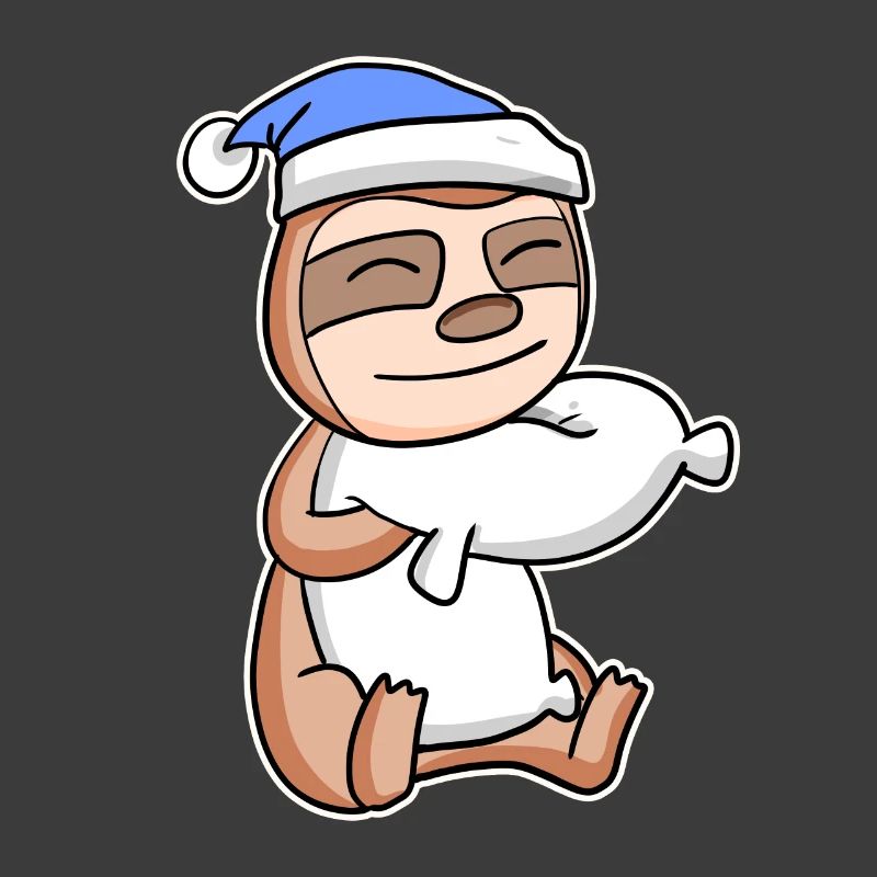 Sloth with pillow and sleeping cap