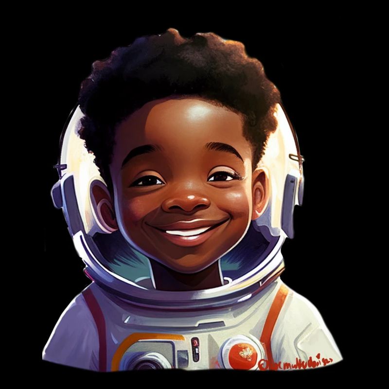 Young female astronaut with rays