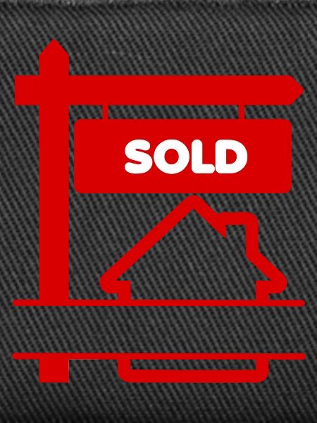 Rotes Logo-Schild verkauft
