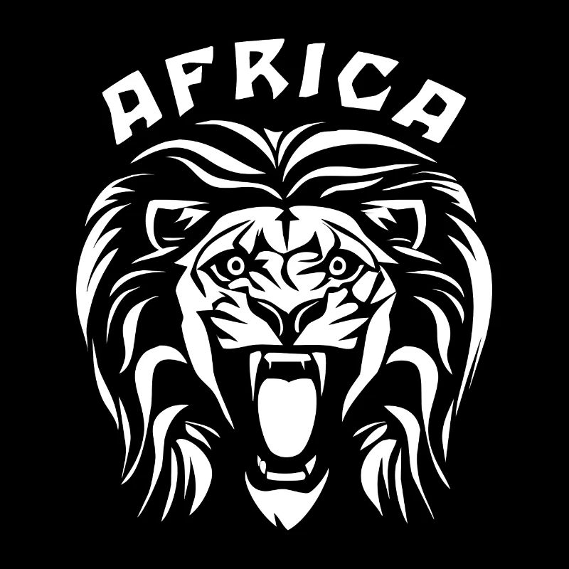 Afrikanischer Löwenkopf und Text Afrika