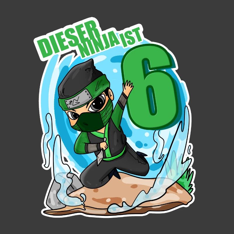 Junge 6 jährig 6. Geburtstag Junge Ninja Grün