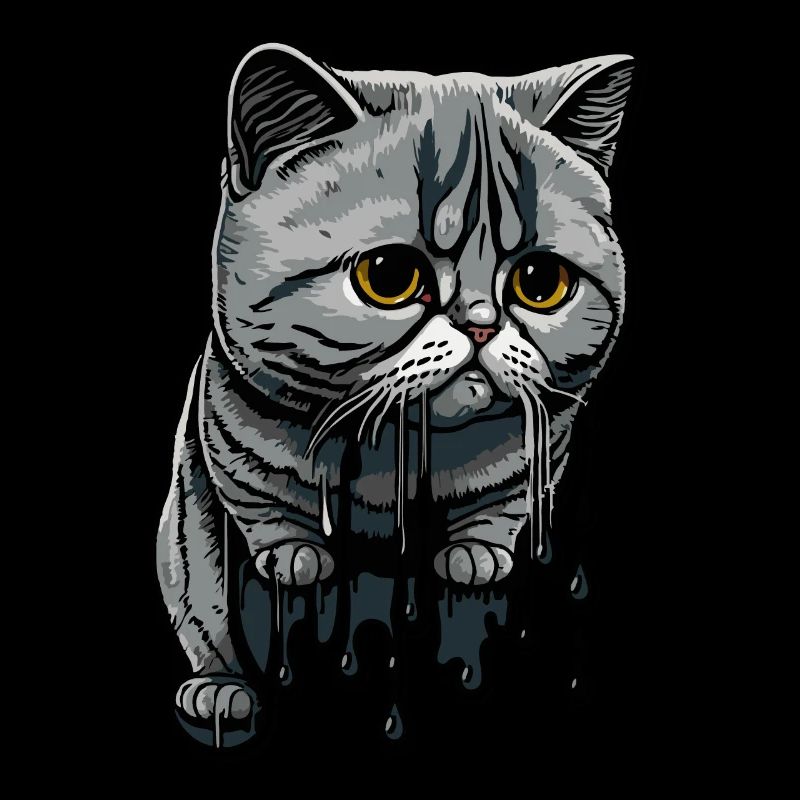 Colored drops and cute cat