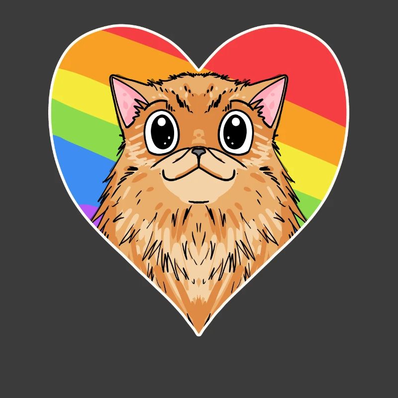 Arc-en-ciel - Chat avec cœur