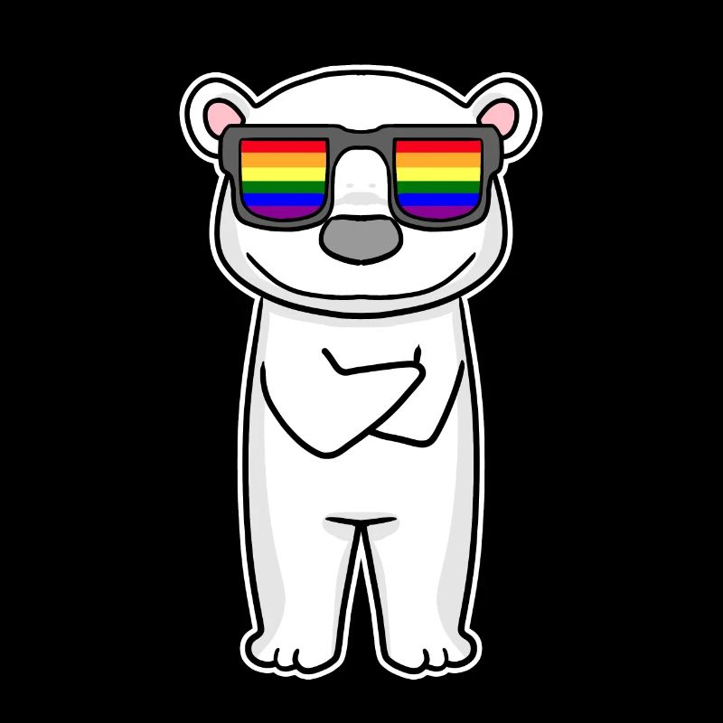 Arc-en-ciel - ours polaire avec lunettes