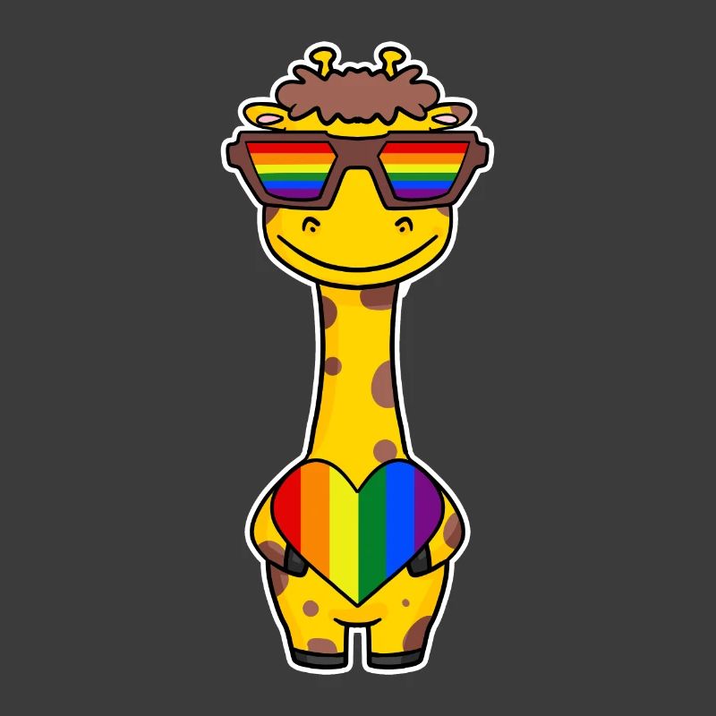 Regenbogen - Giraffe mit Brille und Herz