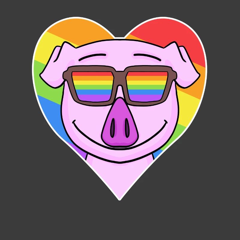 Regenbogen - Schwein mit Brille und Herz