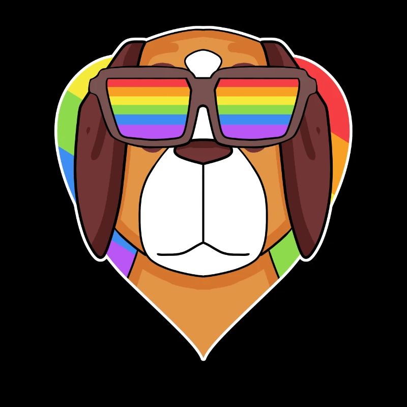 Regenbogen - Hund Bernhardiner mit Brille und Herz