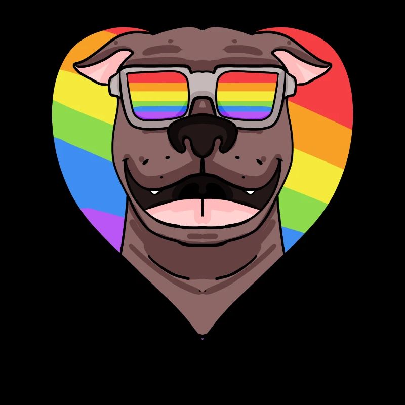 Regenbogen - Hund Pit Bull mit Brille