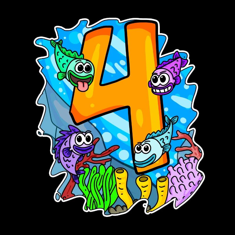 4 Geburtstag 4 Jahre alt mit Tier Motiv - vier