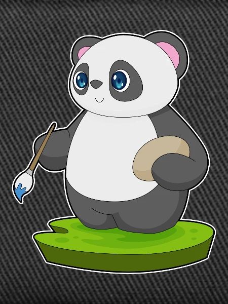 Panda Painter Brush Painting