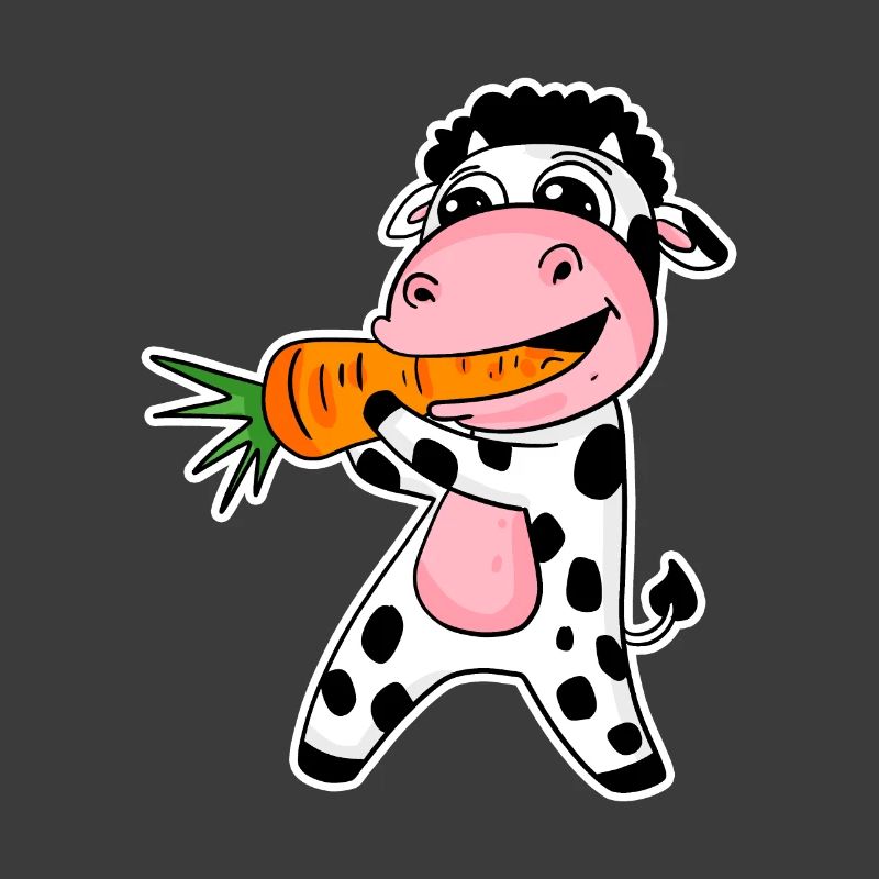 Cow eats carrot