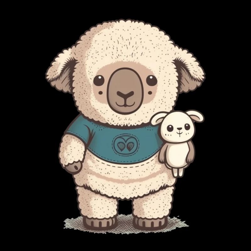 Verschlafenes Schaf mit Kuscheltier