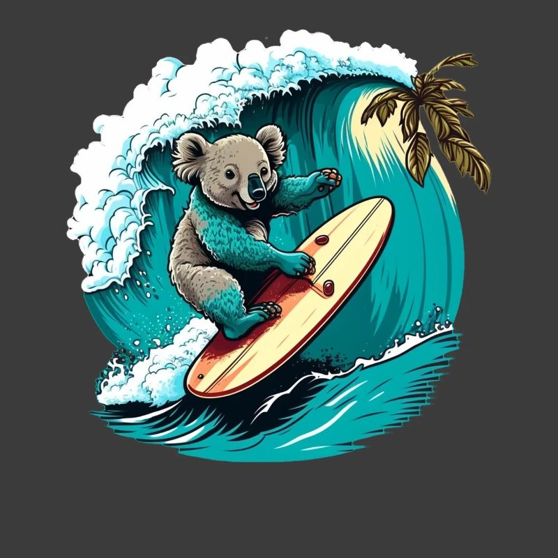Koala has fun surfing