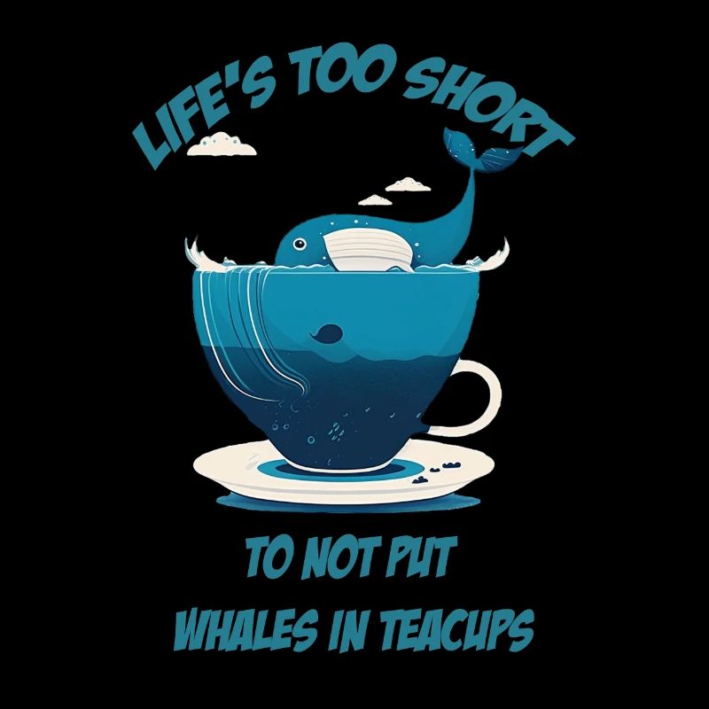 Whale in teacup with lettering