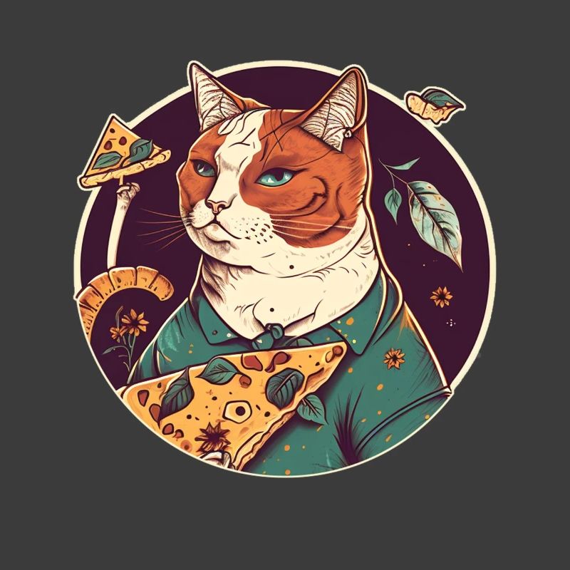 chat avec des tranches de pizza