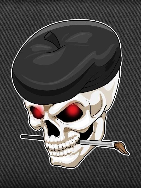 Skull Painter Brush Painting