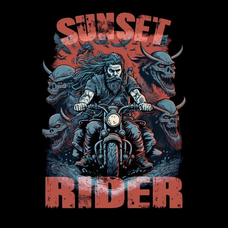 Pilote de coucher de soleil motocycliste