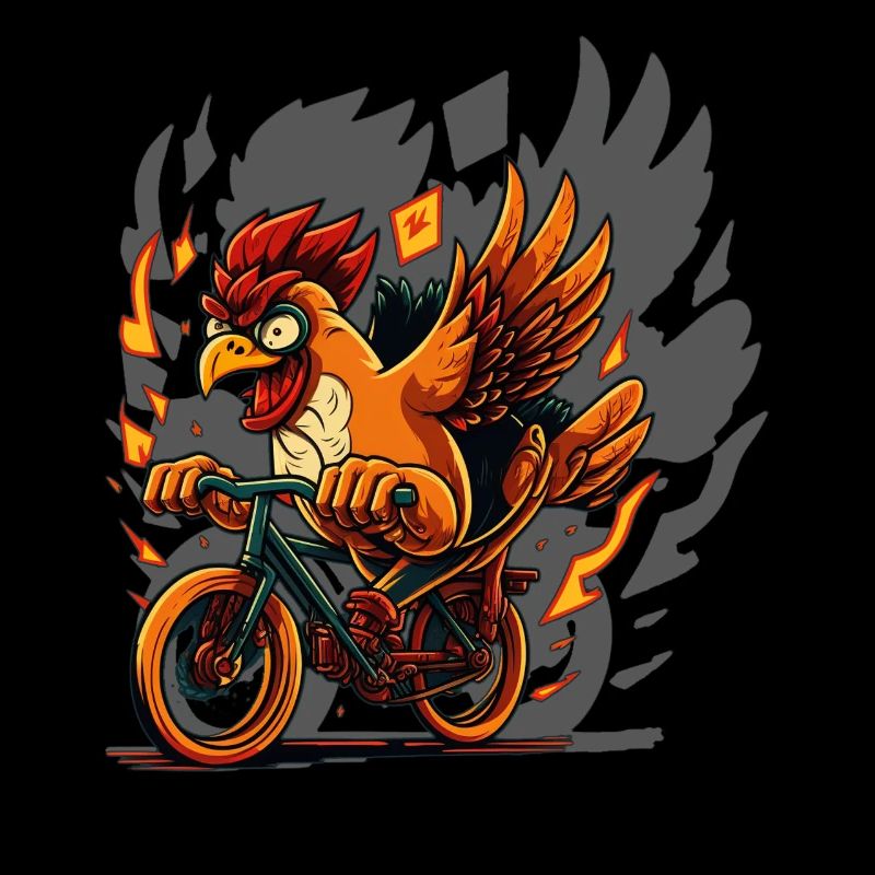Huhn auf Fahrrad