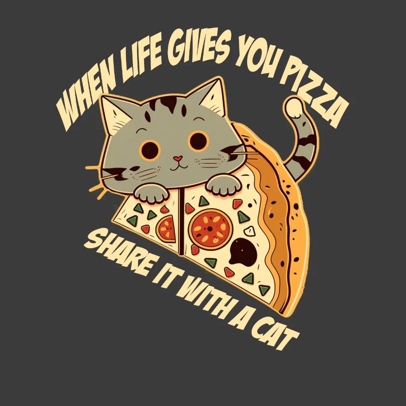 Pizza avec chat et lettrage