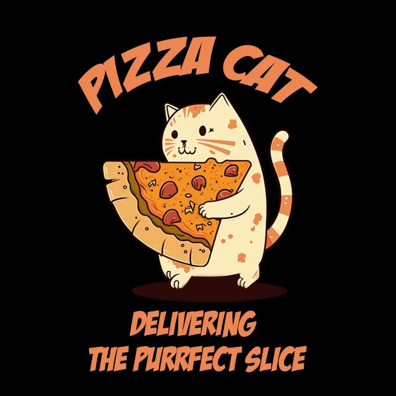 Katze trägt Pizzastück