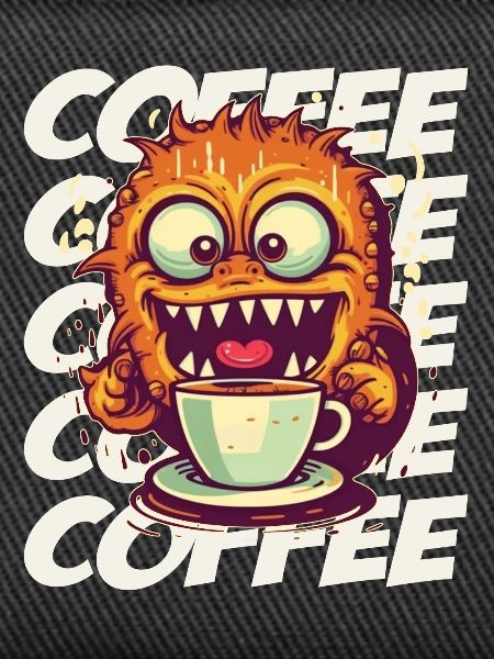 Kaffeemonster mit Schriftzug
