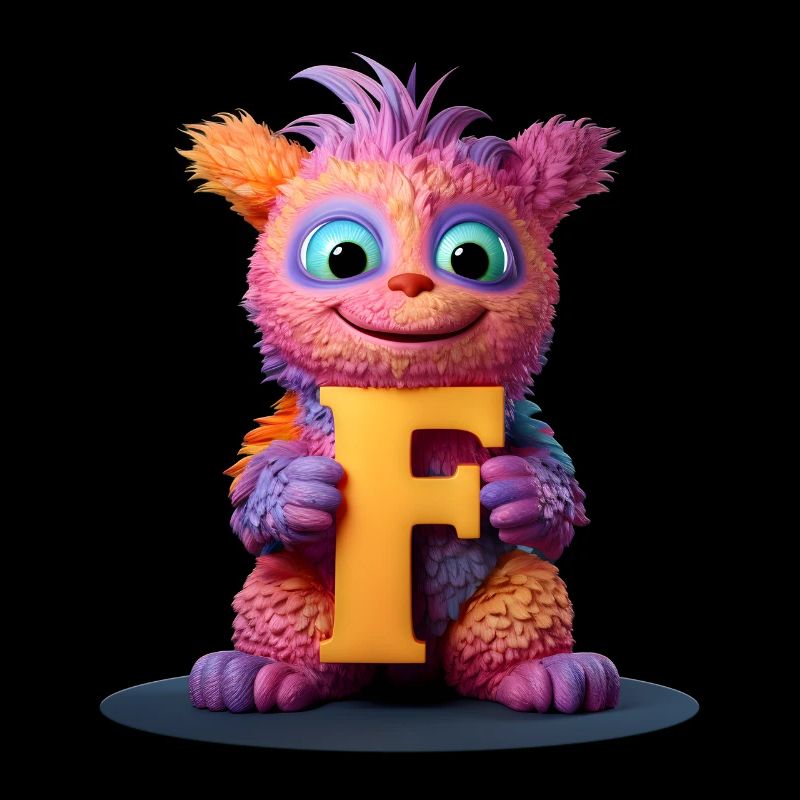 Mehrfarbiges Monster mit F
