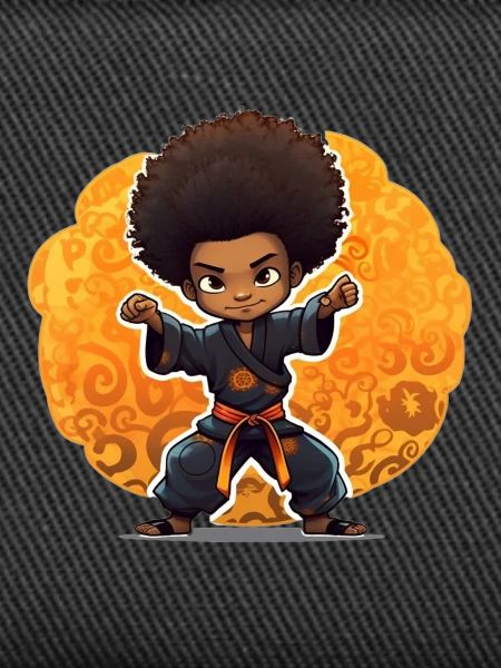Kampfkunst-Kind mit Afro-Style