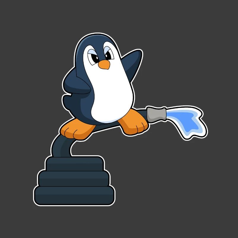 Penguin Firefighter Fire Hose Fire Brigade