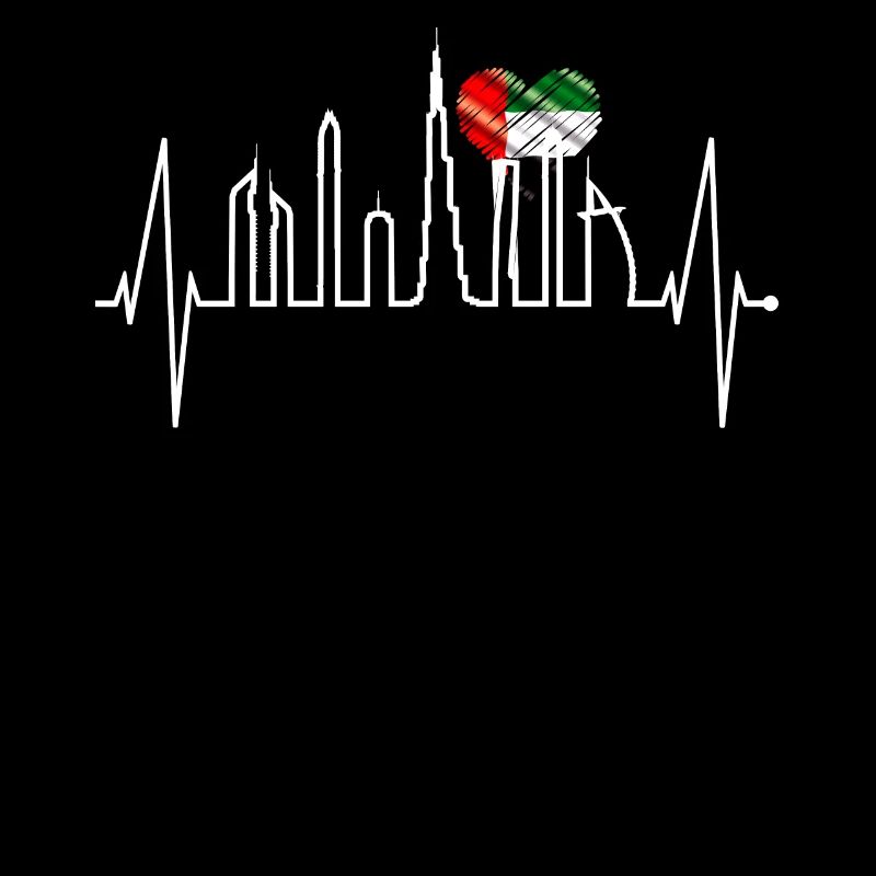 Dubai Skyline Herzschlag Burj Khalifa VAE Flagge