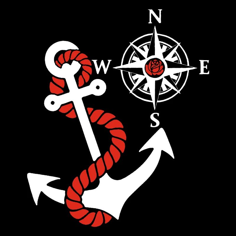 Compass rose and sea anchor (white)