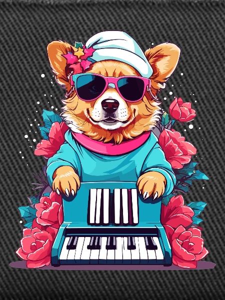 Chien avec piano