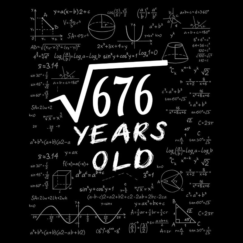 26e Anniversaire 26 ans Racine carrée de 676 math