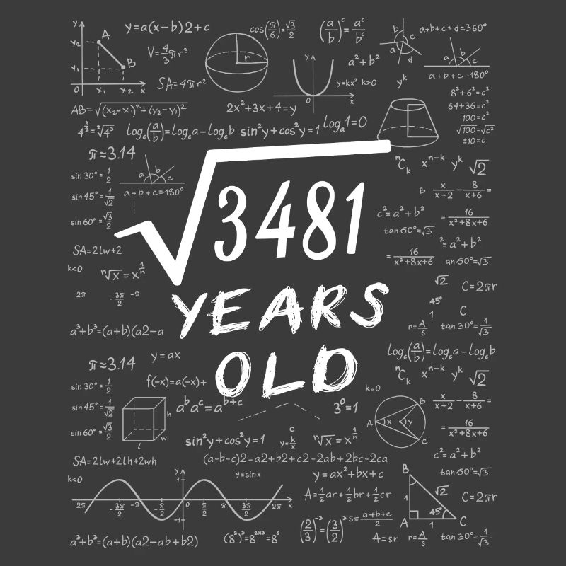 59th Birthday 59 years Square root of 3481 math