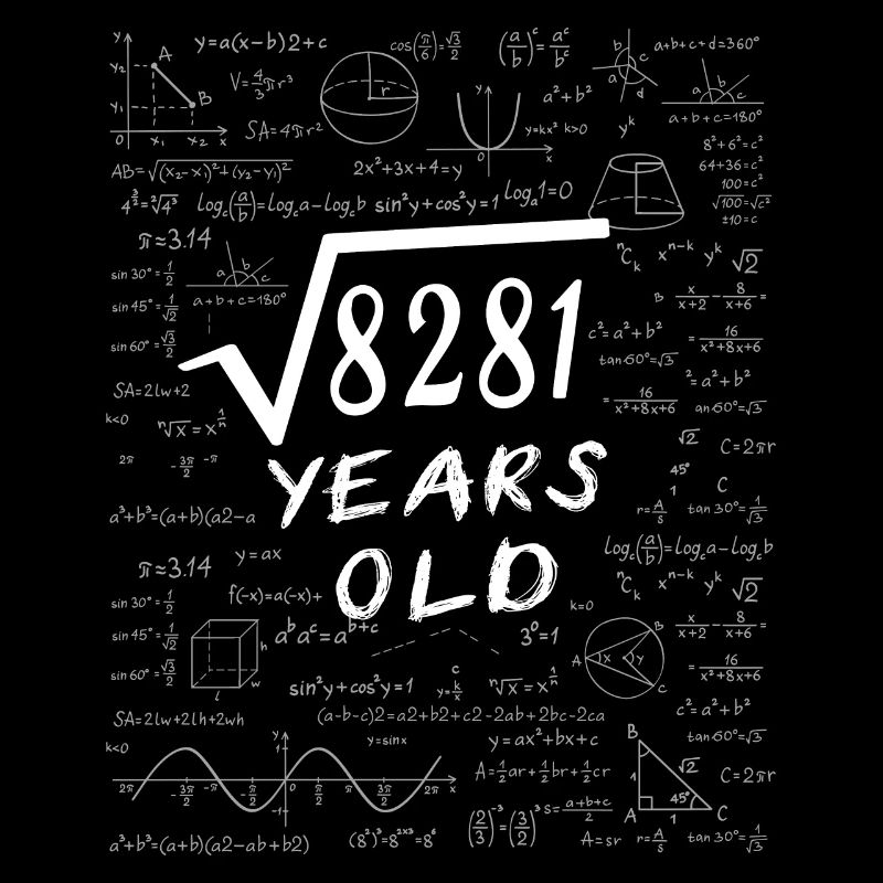 91st Birthday 91 years Square root of 8281 math