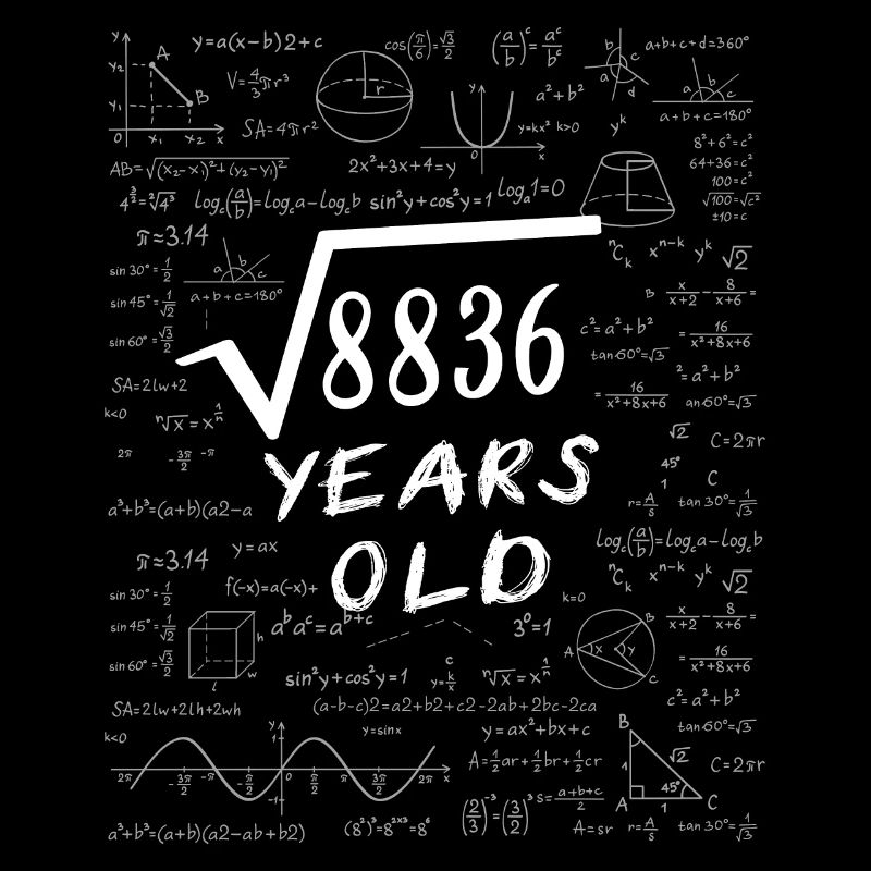 94th Birthday 94 years Square root of 8836 math