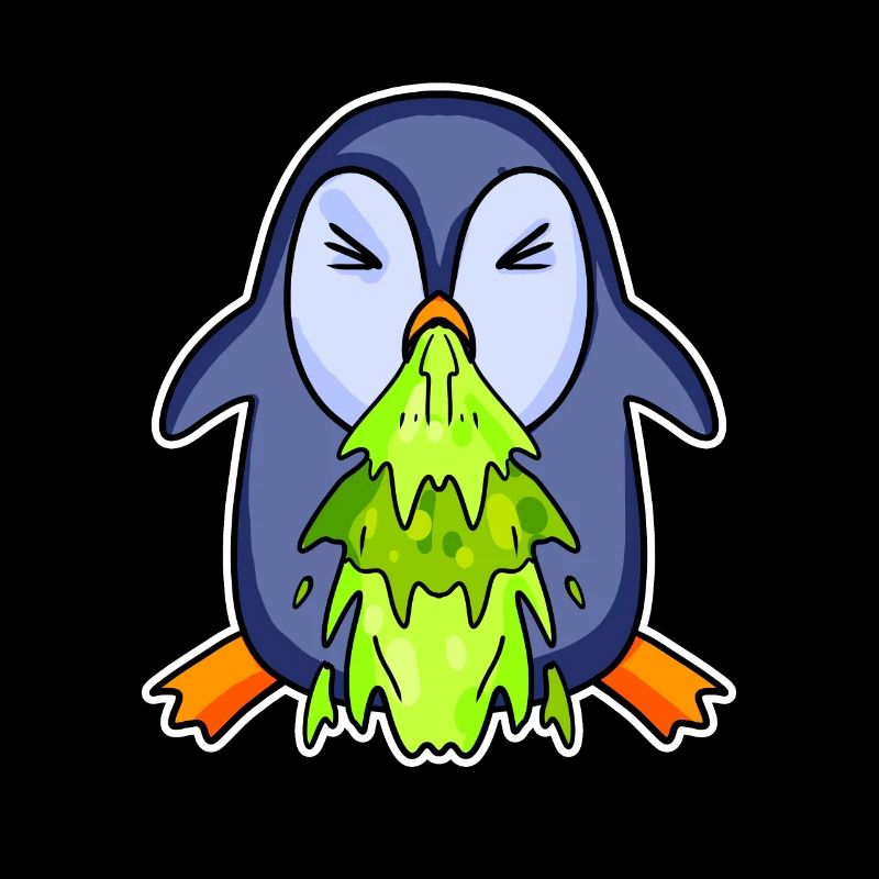 Pinguin kotzt Kotze