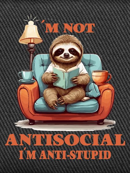 Clever sloth with book