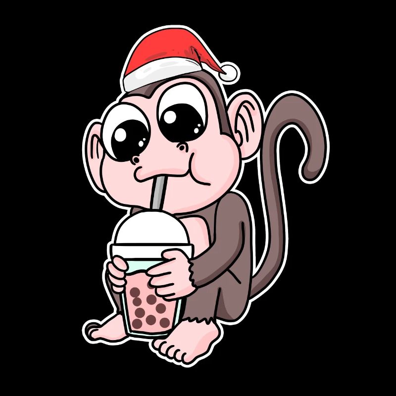 Monkey Christmas Bubble Tea